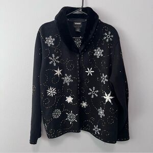 Designers Original Studio Joy Black/White Snowflake Sweater Size L